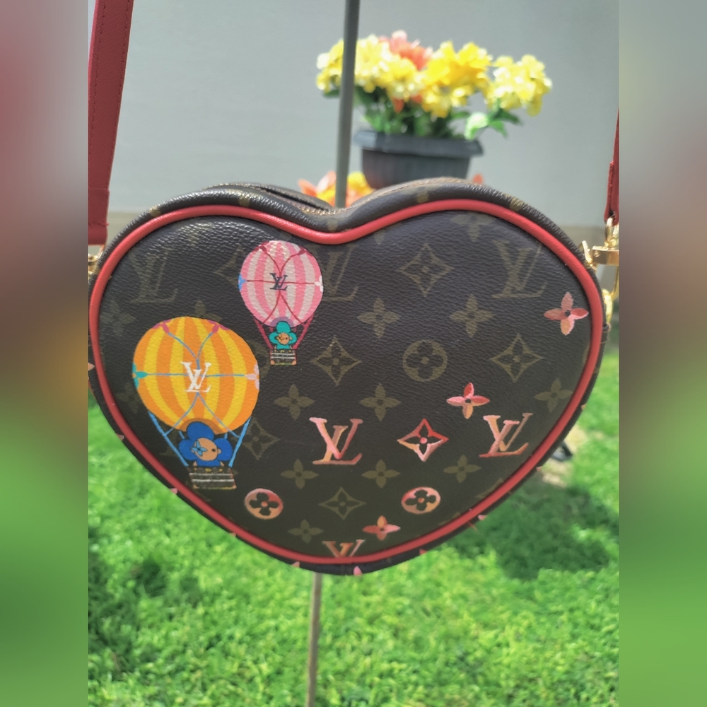 LV custom made with authentic canvas and hand painted heart bag